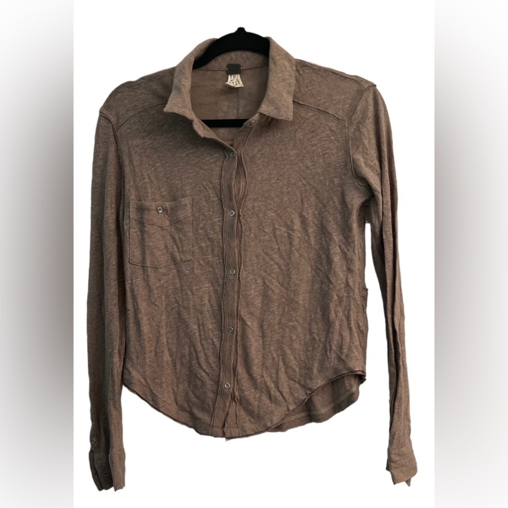 Free People brown button down size: XS - Picture 1 of 5